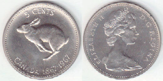 1967 Canada 5 Cents (Unc) A008615